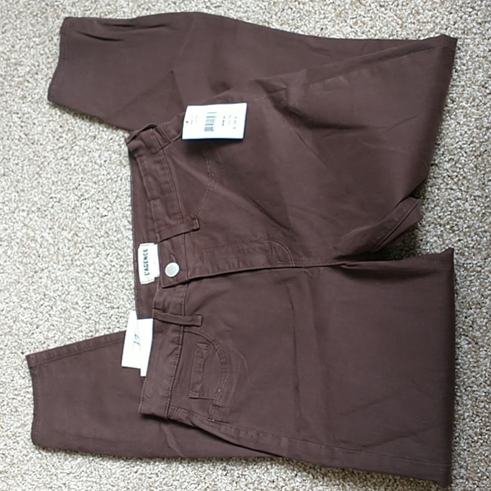 𝅺L'AGENCE 27  MARGOT HIGH RISE CROPPED RAW HEM SKINNY JEANS Cocoa Brown new